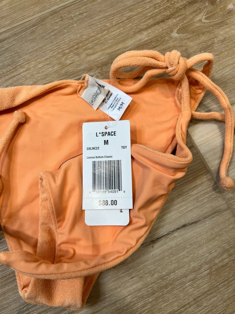 L Space Orange Tie-Side Bikini Bottoms Size Medium
